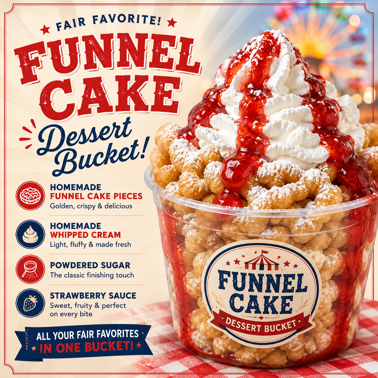 Funnel Cake Fair Dessert Bucket